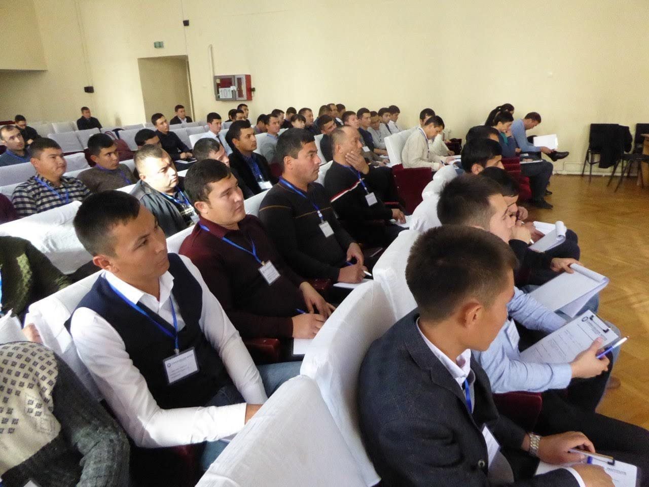Students attending an academic lecture